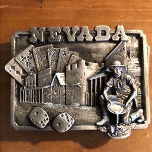Las Vegas Nevada Belt Buckle Cards Gold Dice Miner